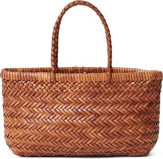 Dragon Diffusion Mini Flat Basket Bag with Braided Handles