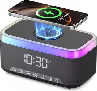 OEM Lampara De Escritorio - Bluetooth 5 3 - Altavoz Integrado - Carga Inalambrica 15 W - Luz Ambiental Regulable 7 Colores - Negro