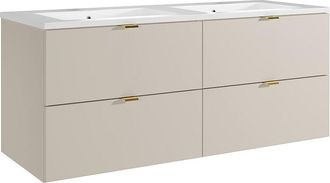 Vente-Unique Mueble de ba&ntilde;o suspendido con lavabo encastrado - Beige - 120 cm - LAVENA