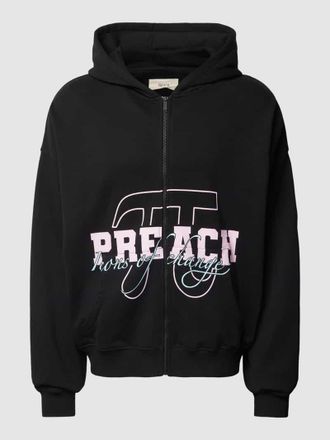 &raquo;Preach&laquo; Oversized Sweatjacke mit Label-Print in Anthrazit, Gr&ouml;&szlig;e M