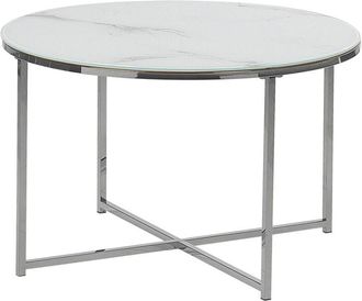 Beliani Coffee Table QUINCY Tempered Glass Marble/ Silver