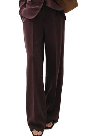 Mango Pleated Mid Rise Wide Leg Pants in Purple at Nordstrom, Size 10