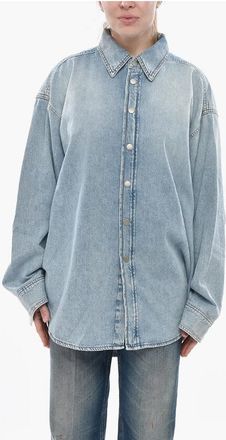 Haikure Oversized Denim Shirt with Snap Buttons size L