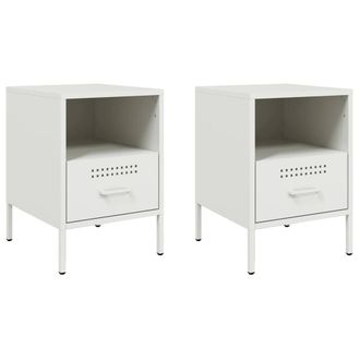 Berkfield Home Bedside Cabinets 2 pcs White 36x39x50.5 cm Steel