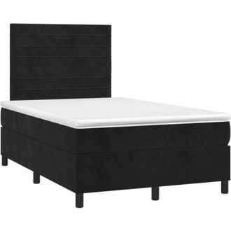 vidaXL Cama Box Spring Con Colch&oacute;n Y Led Terciopelo Negro 120x190 Cm Vidaxl