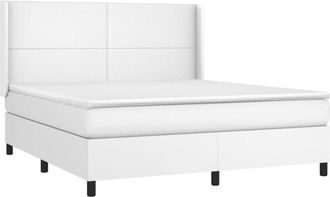 vidaXL Vidaxl - Cama Box Spring Colch&oacute;n Y Led Cuero Sint&eacute;tico Blanco 160x200 Cm