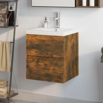 vidaXL Mueble De Ba&ntilde;o Con Lavabo Madera De Ingenier&iacute;a Roble Ahumado Vidaxl
