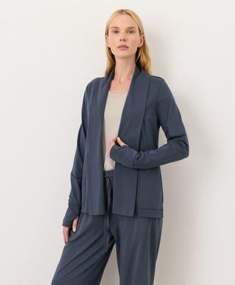 Pact Luxe Essential Swing Cardigan Made With Organic Cotton in Steel Blue at Nordstrom, Size Xx-Large