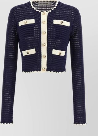 Self Portrait cropped crochet cardigan