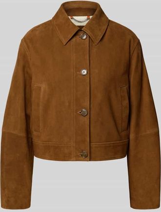 Boss Orange by Hugo Boss BOSS Orange Regular Fit Lederjacke mit Umlegekragen in Hellbraun, Größe 36