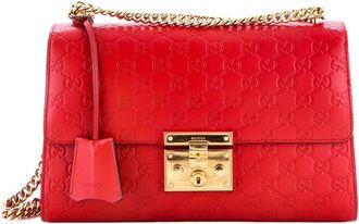 Gucci Red Guccissima Leather Padlock Shoulder Bag Medium (Authentic Pre-Loved)