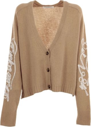 Alberta Ferretti Womens Nude Viscose Cardigan - Tan - Size EU 40 (Womens)