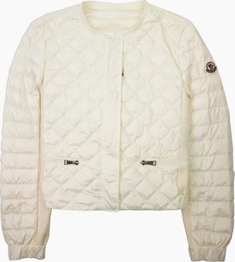 Moncler Womens Moncler Women Barneville Short Down Jacket Off White 034 - Size: 10