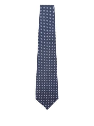 Kiton patterned silk tie - Blue