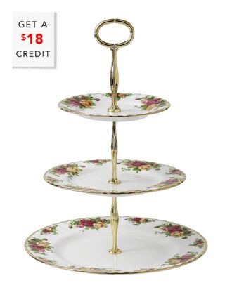 Royal Albert Old Country Roses 3-Tier Cake Stand With $18 Credit