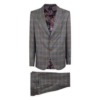 Etro Kostuums, Heren, Grijs, L, Roma Piek Lapel Zachte Constructie Pak