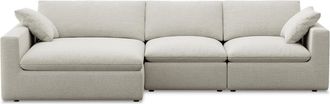 Castlery Modular Customized Wide Chaise Sectional Sofa with Machine Washable Covers and Feather-filled Cushions - Cream by Castlery