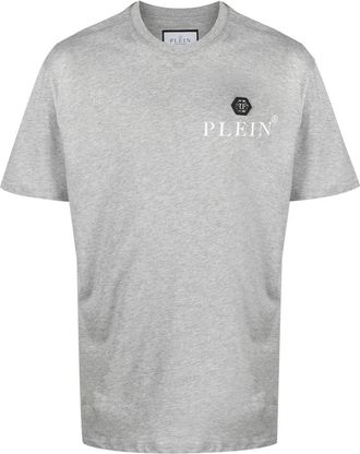Philipp Plein logo-plaque cotton T-shirt - men - Cotton - M - Grey