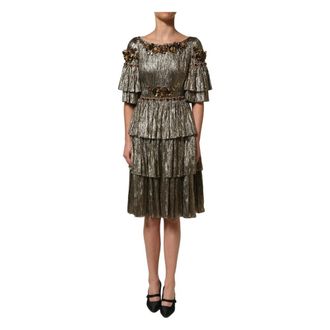 Dolce & Gabbana Tiered Midi Dress - female - Dolce & Gabbana - Midi Dresses - Yellow - XS - Dresses
