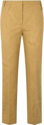 Roberto Cavalli Python-Print Straight Leg Broek - Dames - Slim Fit Broeken - Bruin - XS - Katoen - Broeken