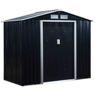 OUTSUNNY Caseta de jard&iacute;n 213x130x185 cm gris oscuro