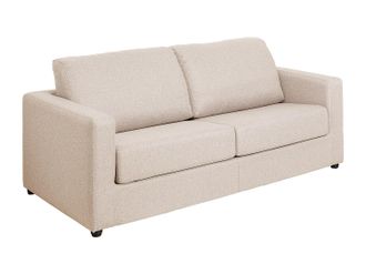 Vente-Unique Sof&aacute; cama de 3 plazas con apertura italiana en tela beige - 140 cm de descanso - Colch&oacute;n de 14 cm DONETO