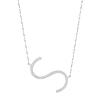 MAX + STONE 10k Yellow or White Gold Large Sideways Block Letter Initial with Cable Chain