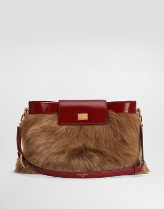 Dolce & Gabbana Vittoria Fur And Calfskin Shoulder Bag - Woman Shoulder And Crossbody Bags Multicolor Onesize