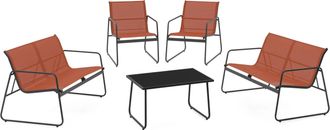 IDMarket Set Di Mobili Da Giardino Bassi Malaga A 6 Posti Con 2 Divani, Poltrone E Tavolo In Terracotta