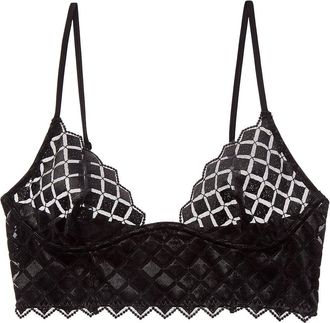Kiki De Montparnasse Kiki De Montparnasse Lamine Embroidery Silk-Trim Longline Bra