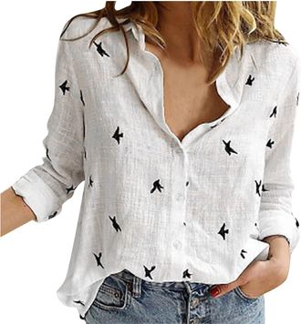 Generic Muslin Blouse, Womens Oversize Shirt, Long Sleeve Shirt Blouse, V Neck, Lapel Blouses, Loose Shirts, Loose Shirts, Long Sleeve Print, Long Sleeve Blou