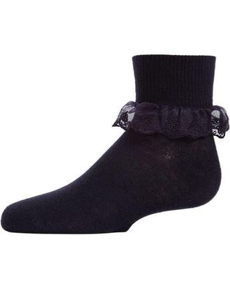 MeMoi Classic Lace Ruffle Anklet Socks in Navy at Nordstrom, Size 6-12M