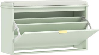 HOMCOM Banco zapatero 80x26x47.5 cm verde