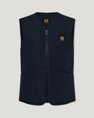 Belstaff Base Gilet Mens Quilted Recycled Nylon Dark Ink Size 2XL