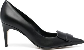 Sergio Rossi Zwarte Leren Hakken D&eacute;collet&eacute; - Dames - Pumps - Zwart - 40 EU - Schoenen