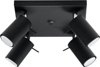 Wonderlamp Plaf&oacute;n Vinivi Negro, 4 Luces