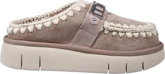 Mou Metalen Logo Muil Klomp - Dames - Slip ons - Grijs - 39 EU - Schoenen