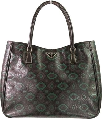 Prada Black Brown Green Tote Bag (Pre-Owned)