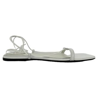 Toteme Lace Up Leather Sandals in White Leather