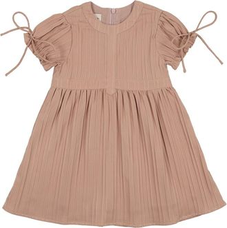 Maniere Kids Puff Sleeve Cotton Blend Dress in Mauve at Nordstrom, Size 3T