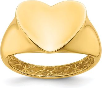 Diamond2Deal 14k Yellow Gold Polished Heart Signet Ring