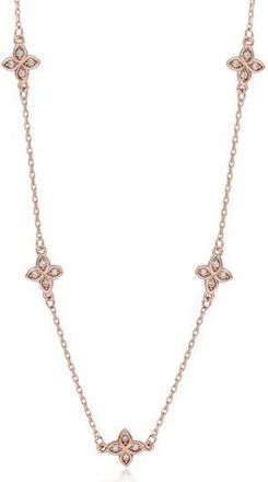Suzy Levian Cubic Zirconia Flower Station Necklace in Rose at Nordstrom Rack