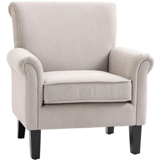 HOMCOM Sill&oacute;n De Estilo N&oacute;rdico Con Reposabrazos, Fabricado En Madera Y Poli&eacute;ster, 79 X 78 X 87 Cm, Gris Y Marr&oacute;n