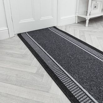 Runrug Hallway Runner Rug - Non-Slip, Hardwearing, 5mm - Promenade in Grey | Size: 80 cm x 330 cm
