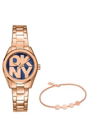 DKNY L 145 Bracelet Watch & Bracelet Set in Dark Blue at Nordstrom