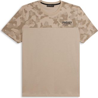 Freddy T-shirt camouflage con fondo tinta unita e logo cuore
