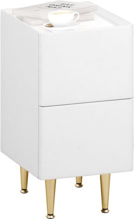 Woltu Woltu - 1x Mesitas De Noche Para Dormitorio Mesita De Noche Moderna Mesa Auxiliar Para Sof&aacute;, 40x35x51cm, Blanco+dorado