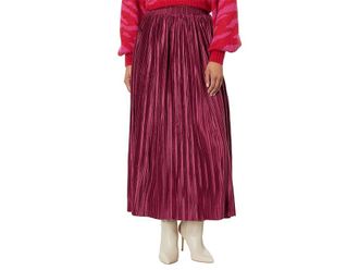En Saison Rozlyn Pleated Midi Skirt Womens Skirt Mulberry : SM, Polyester