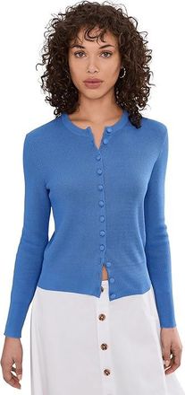 CeCe by Cynthia Steffe Long Sleeve Button Front Cardigan Womens Sweater Bellflower Blue : XS, Rayon