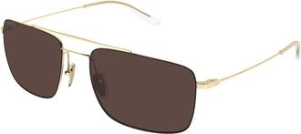 Gucci Navigator Zonnebril - Heren - Zonnebrillen - Geel - 59 MM - Nylon - Accessoires
